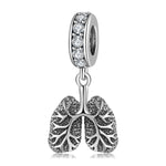 S925 Sterling Silver Oxidized Black Lung Shape Zircon Inlaid Pendant