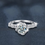 S925 Sterling Silver Crown Princess Moissanite Ring