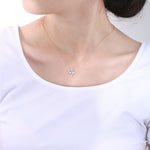 S925 Sterling Silver Eight Awn Star Pendant Sky Blue Natural Topaz Necklace