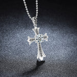 S925 Sterling Silver Moissanite Cross Pendant Necklace
