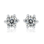 S925 Silver Six-Prong Moissanite Stud Earrings