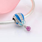 S925 Sterling Silver Enamel Blue Hot Air Balloon Pendant