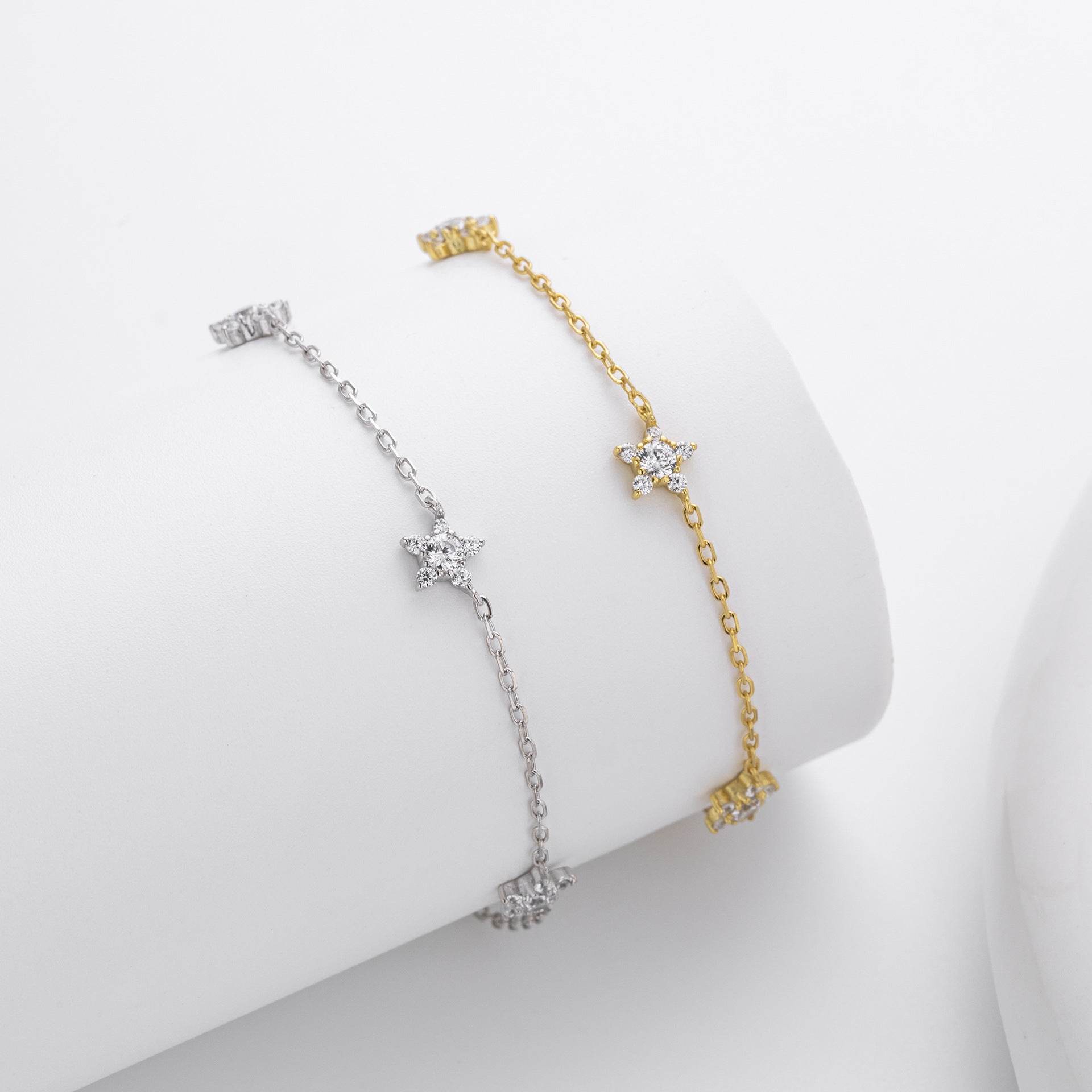 S925 Sterling Silver Pentagram Bracelet with Zirconia