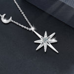 S925 Sterling Silver Moissanite Eight Awn Star Necklace