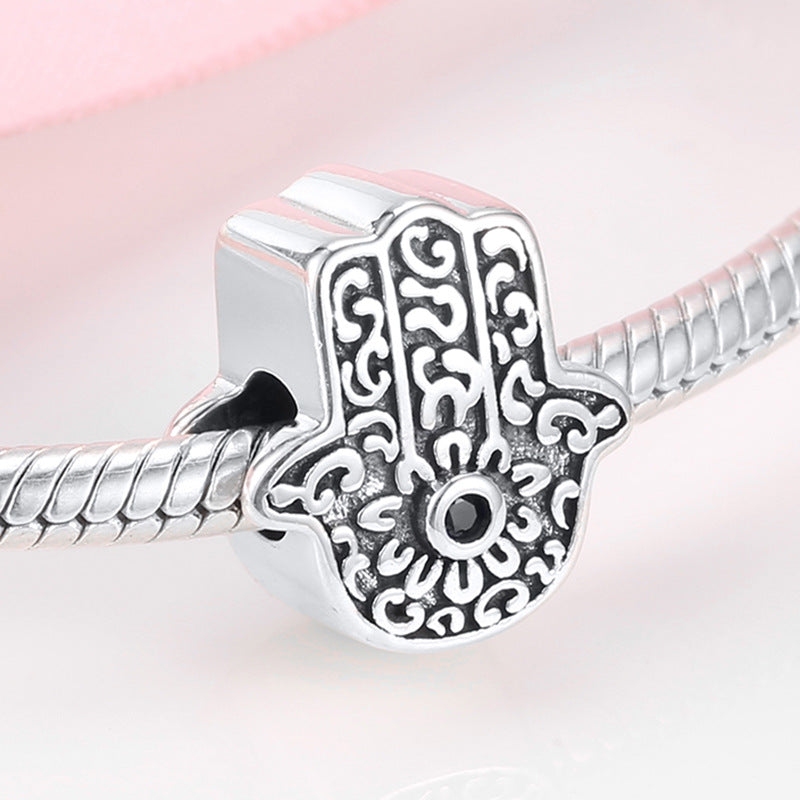 S925 Sterling Silver Fatima Vintage Prime Silver Bracelet Beads Pendant