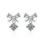 S925 Sterling Silver Moissanite Bow Stud Earrings