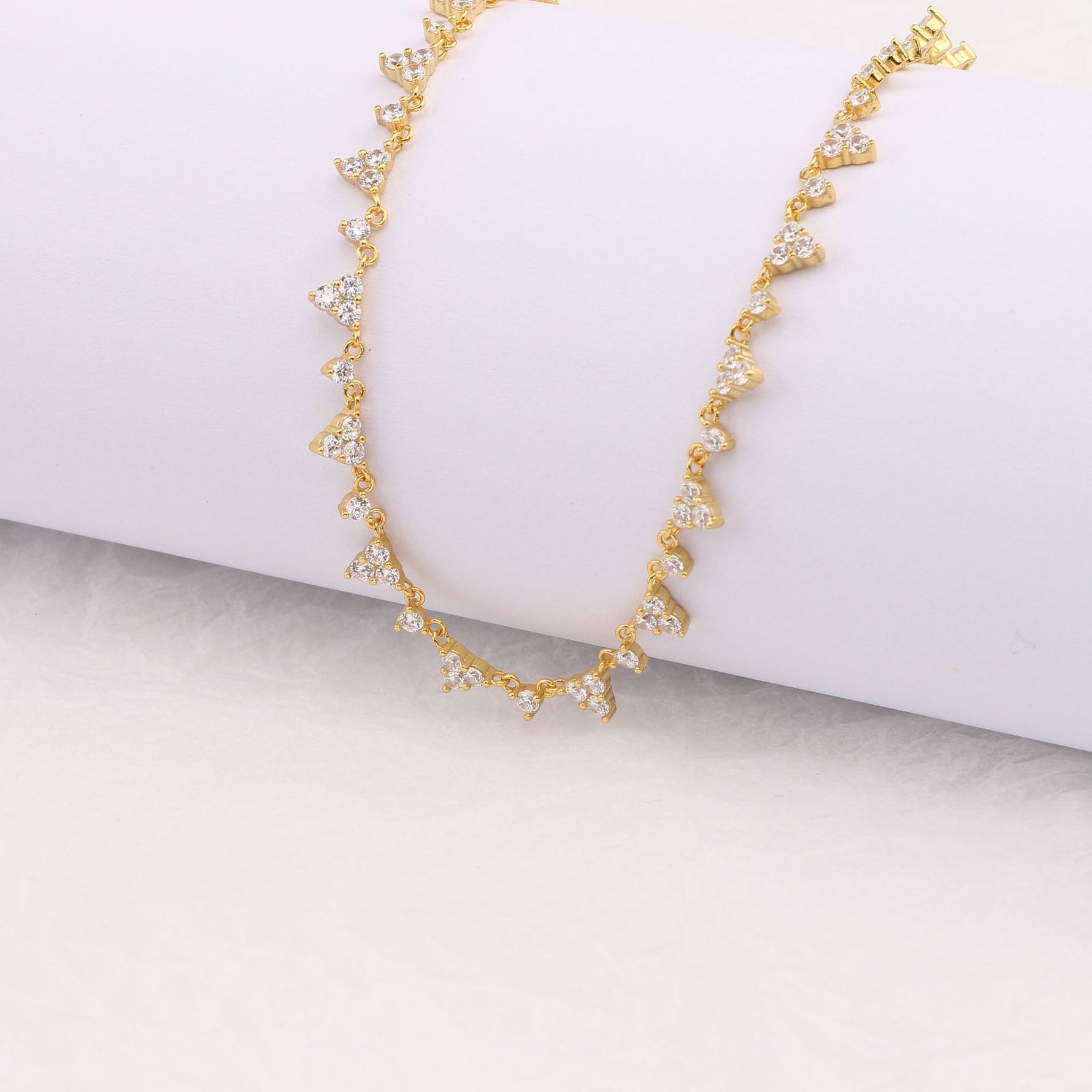 S925 Sterling Silver Scattered Triangle Full Zirconium Necklace