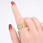 S925 sterling silver ring, stylish and unique irregular multi-layered band