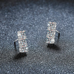 S925 Sterling Silver Moissanite Diamond-Studded Ribbed Earrings