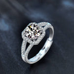 925 Sterling Silver Moissanite Double Row Square Ring