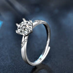 925 Sterling Silver Classic 6-Prong Crown Moissanite Ring