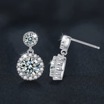 S925 Sterling Silver Moissanite Round X-Shaped Earrings
