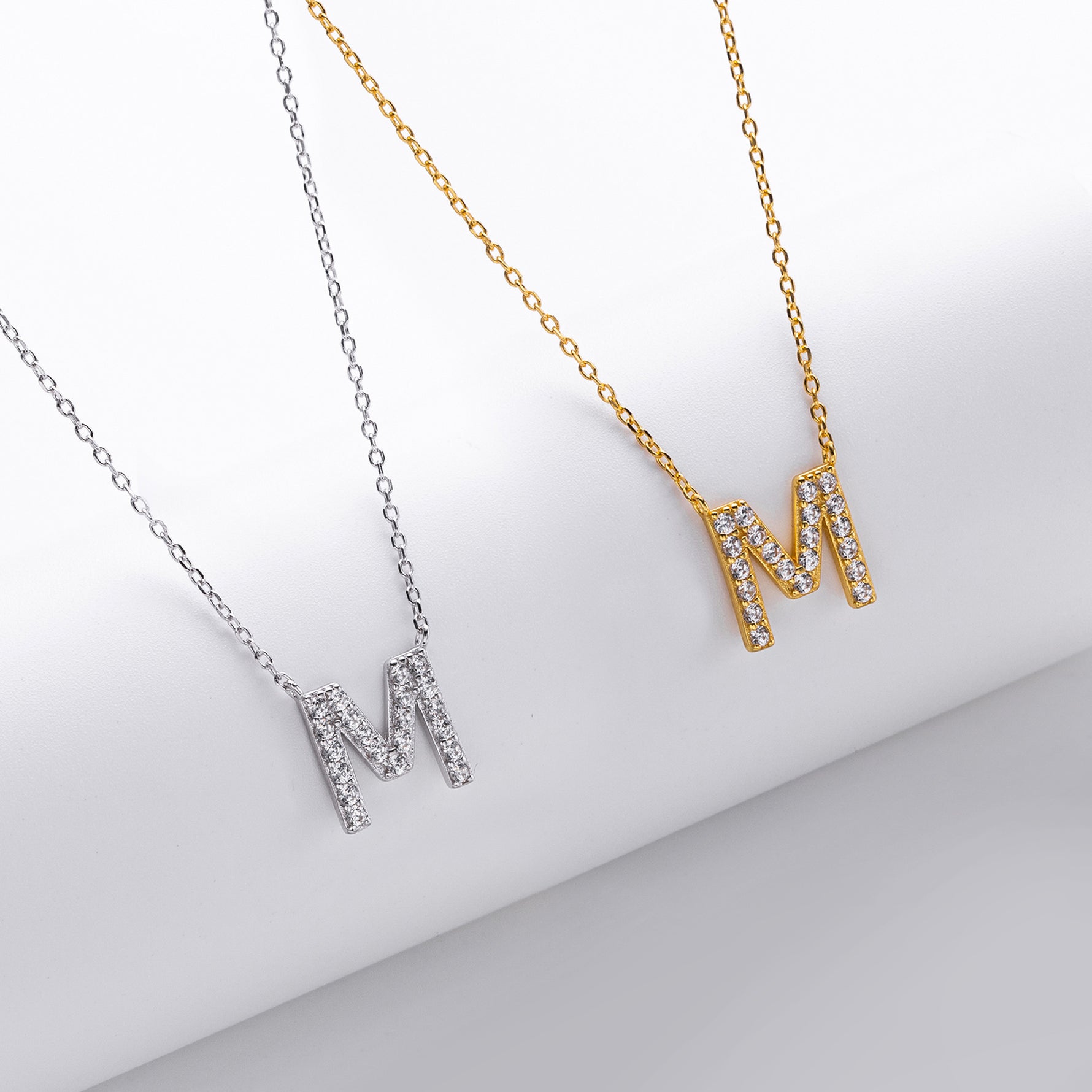 S925 Sterling Silver Simple Zircon Necklace with English Letters