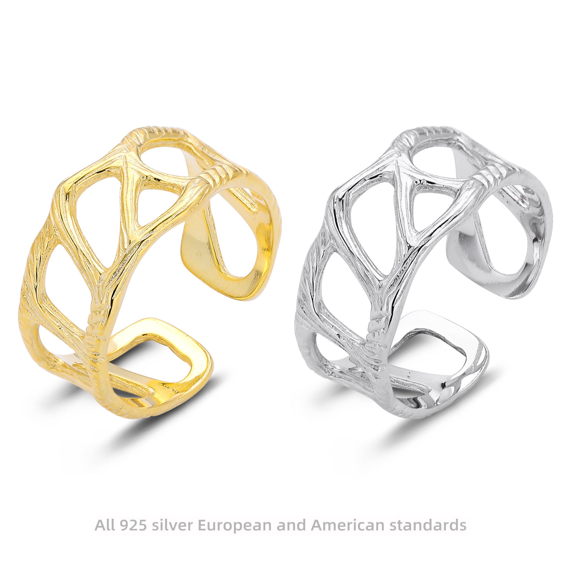 S925 Sterling Silver Fashionable and Unique Wrinkled Irregular Ring