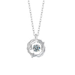 S925 Sterling Silver Feather Moissanite Pendant Necklace
