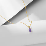 S925 Sterling Silver Natural Amethyst Olivine Pendant Necklace