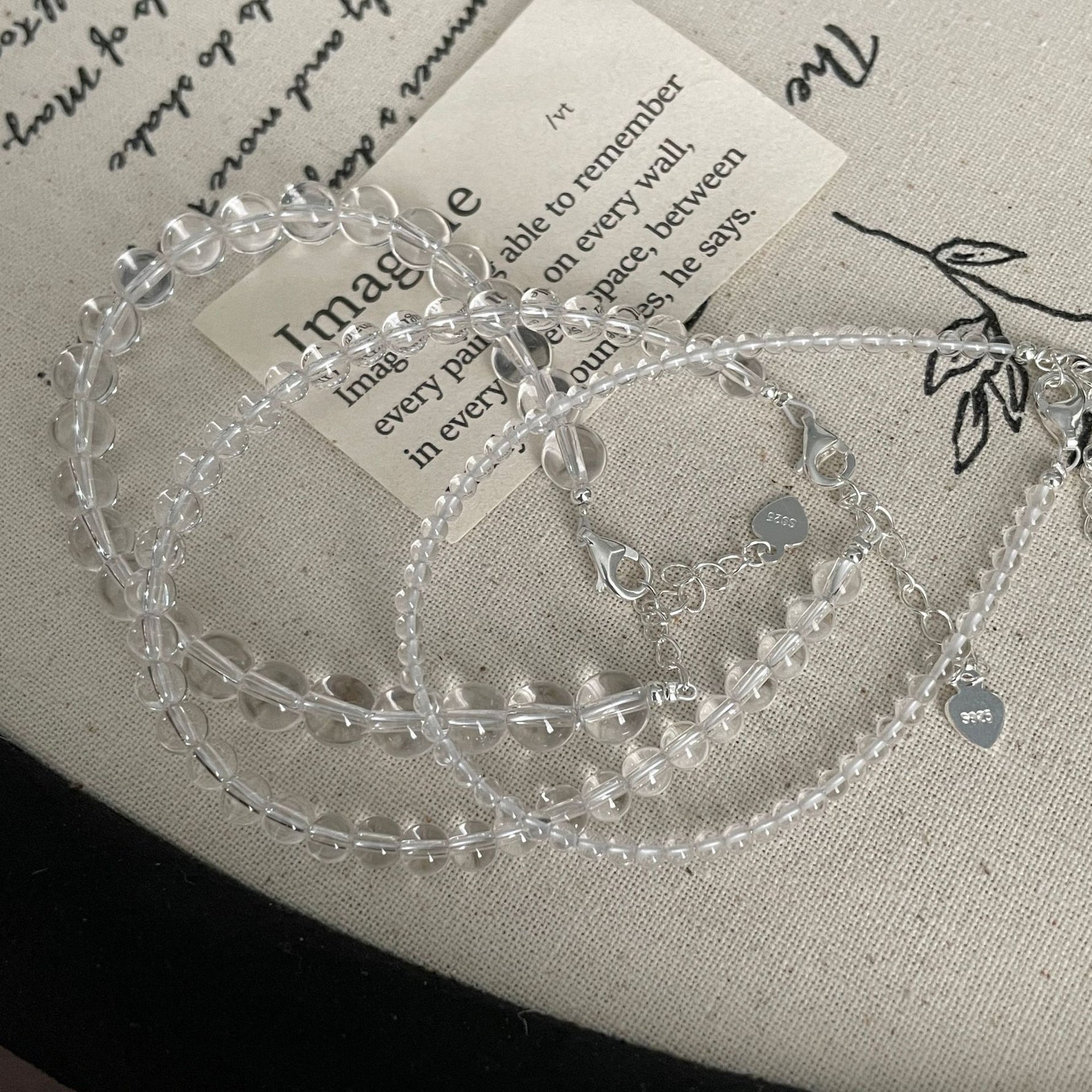 S925 sterling silver white crystal bracelet
