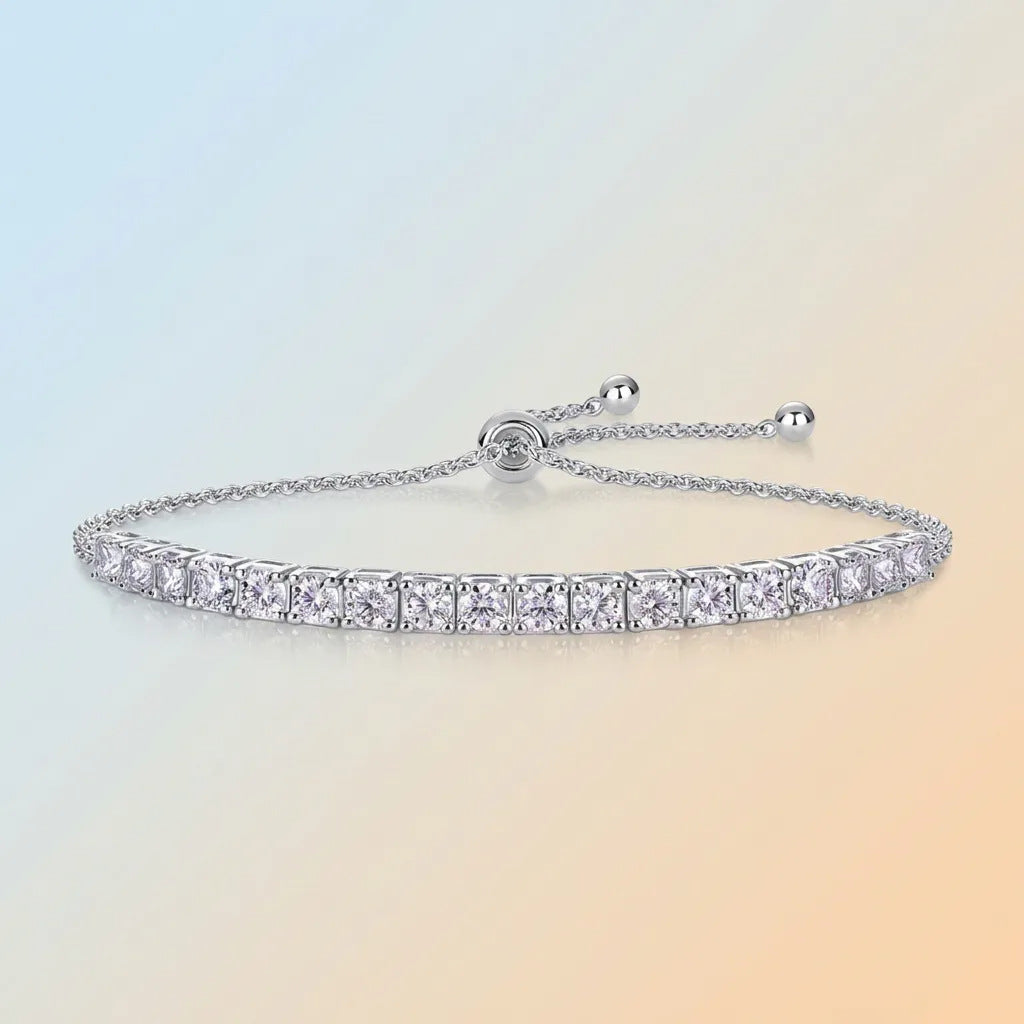 S925 Silver Moissanite Adjustable Tennis Bracelet