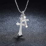 S925 Sterling Silver Moissanite Double Cross Necklace
