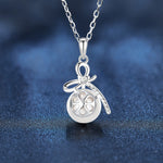 S925 Sterling Silver Natural Freshwater Pearl Moissanite Bow Pendant Necklace