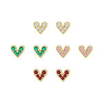 S925 Sterling Silver Heart Stud Earrings with Colorful Zirconia