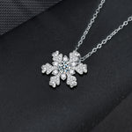 S925 Sterling Silver Moissanite Snowflake Pendant Necklace