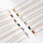 Rectangular colored zircon s925 sterling silver December birthstone collar necklace