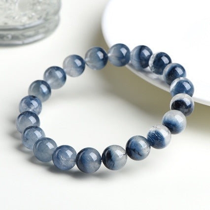 Natural Blue Rabbit Fur Quartz Bead Bracelet