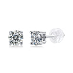 S925 Silver Moissanite Heart-Shaped Four-Prong Stud Earrings