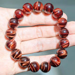 Natural Red Tiger's Eye Beaded Bracelet, Hawk's Eye Lightning Eye Round Bead Bracelet