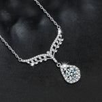 S925 Sterling Silver Moissanite Angel Water Drop Pendant Necklace