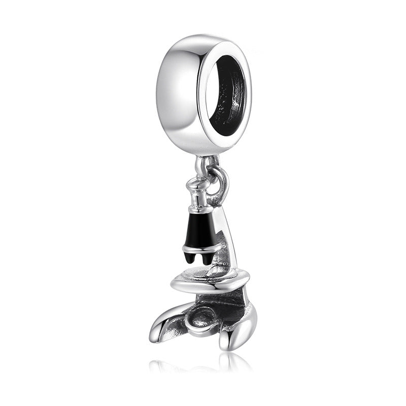 S925 Sterling Silver Microscope Bead Pendant