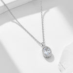 S925 Sterling Silver Plated 14K Gold Oval Zircon Pendant Necklace