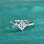 S925 Sterling Silver Princess Square Moissanite Ring
