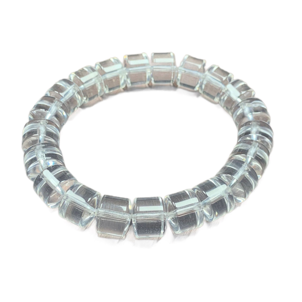 Natural Flawless White Crystal Rondelle Bead Bracelet