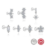 S925 Sterling Silver Moissanite Flat-Back Threaded Piercing Earring(Single unit)