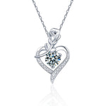 S925 Sterling Silver Heart-shaped Rose Moissanite Necklace