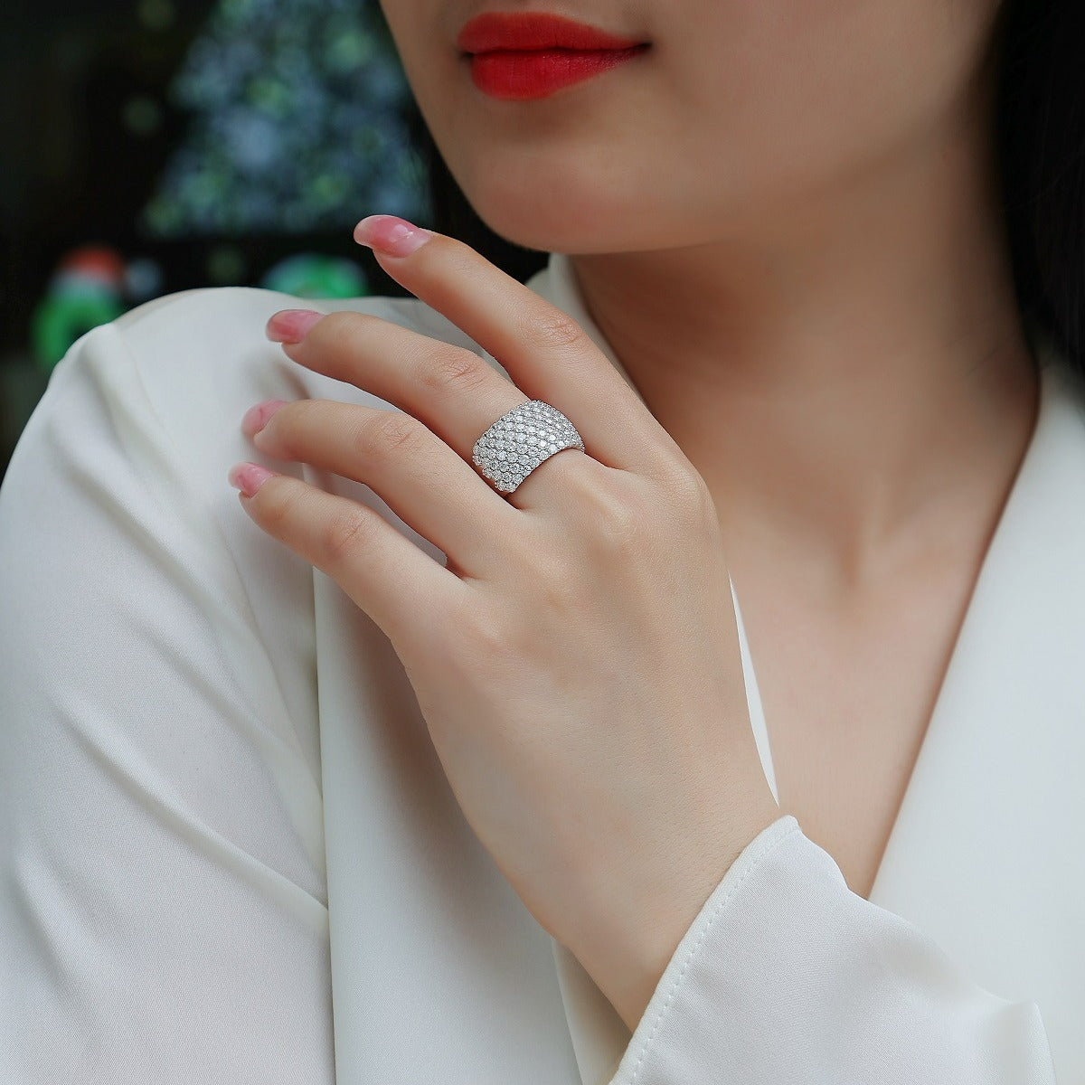 S925 Silver Sparkling Moissanite Ring