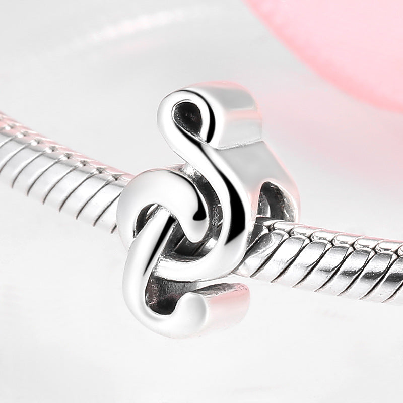 S925 Sterling Silver Music Symbol Beaded Pendant