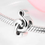 S925 Sterling Silver Music Symbol Beaded Pendant