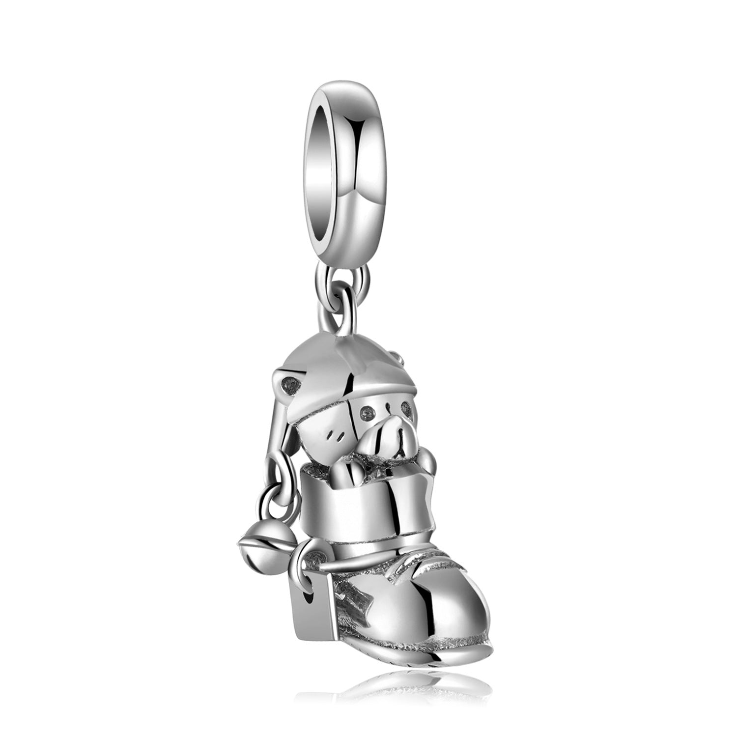 S925 Sterling Silver Bear Shoe Pendant