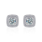 Sugar cube earrings, 925 sterling silver, moissanite, simple and everyday style.