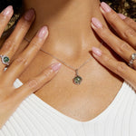 S925 Sterling Silver Green Moss Stone Pendant Necklace