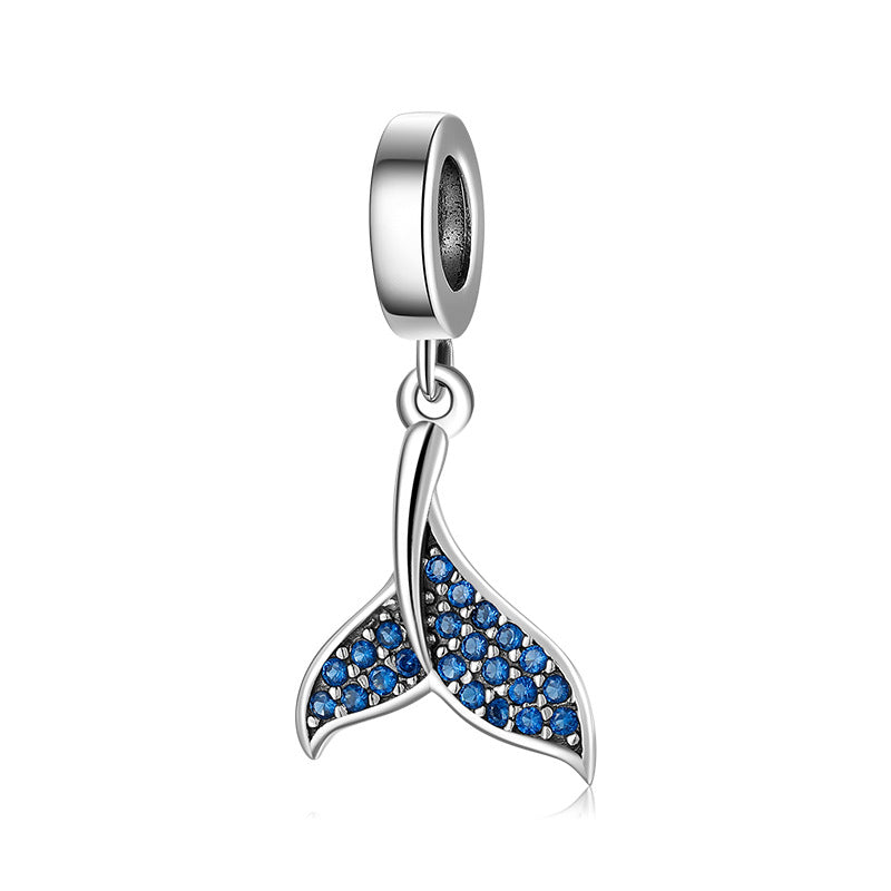 S925 Sterling Silver Mermaid Tail Zircon Inlaid Pendant