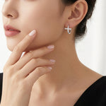 S925 Sterling Silver Cross Moissanite Earrings