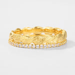 S925 Sterling Silver Gold-Plated Twisted Rope Zircon Inlaid Ring