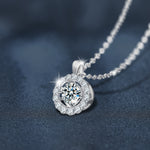S925 Sterling Silver Moissanite Round Pendant Necklace
