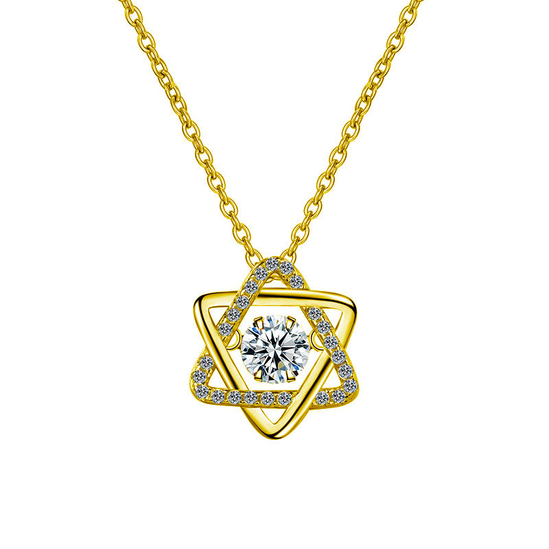 S925 Sterling Silver Moissanite Hexagram Pendant Necklace