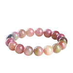 Natural Watermelon Tourmaline Round Bead Bracelet