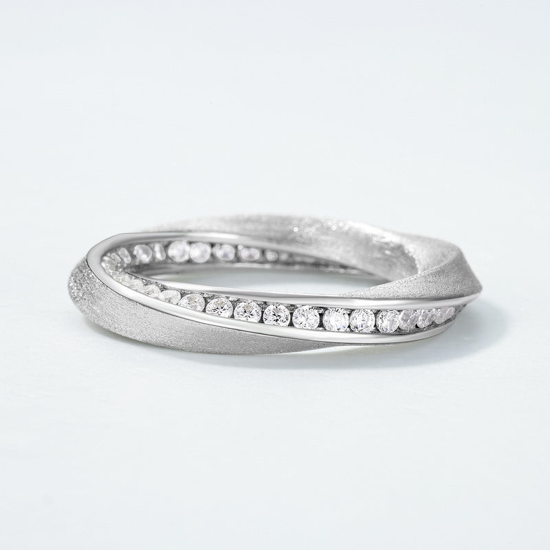 S925 Sterling Silver Twist Zircon Inlaid Ring